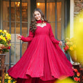 Pink Shades Lakhnavi Embroidered Work Anarkali Suit Set
