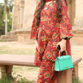 Red Floral Printed Kurta Set with Dupatta