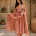 Embroidered Anarkali Suit Set with Dupatta