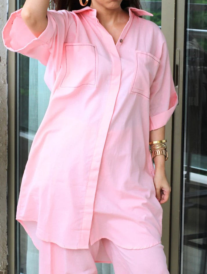 Women Cotton Thread Style Two-piece Suit