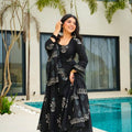 Elegant Black Printed Anarkali Suit with Dupatta
