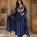 Embroidered Anarkali Suit Set with Dupatta