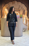 Black Cotton Embroidered Co-Ord Set