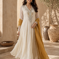 Embroidered Anarkali Suit Set With Mustard Dupatta