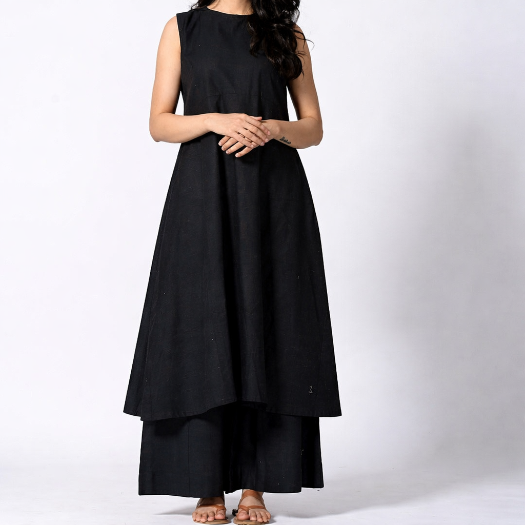 Women's Cotton Kurta pant sets - Black