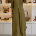Women Casual  Long Solid Co-Ord Set