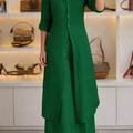 Women Casual  Long Solid Co-Ord Set