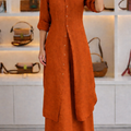 Women Casual  Long Solid Co-Ord Set