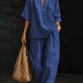 Casual And Cozy Minimalist Cotton Two-piece Set