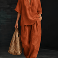 Casual And Cozy Minimalist Cotton Two-piece Set