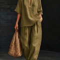 Casual And Cozy Minimalist Cotton Two-piece Set