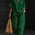Casual And Cozy Minimalist Cotton Two-piece Set