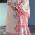 Elegant Blush Pink Floral Printed Cotton Suit Set with Dupatta