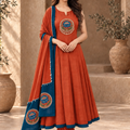 Lotus Embroidered Anarkali Set with Dupatta