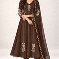 Elegant Embroidered Anarkali Suit Set With Golden Work