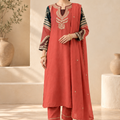 Elegant Orange & Green Embroidered Kurta Set with Dupatta