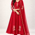 Elegant Embroidered Anarkali Suit Set With Golden Work