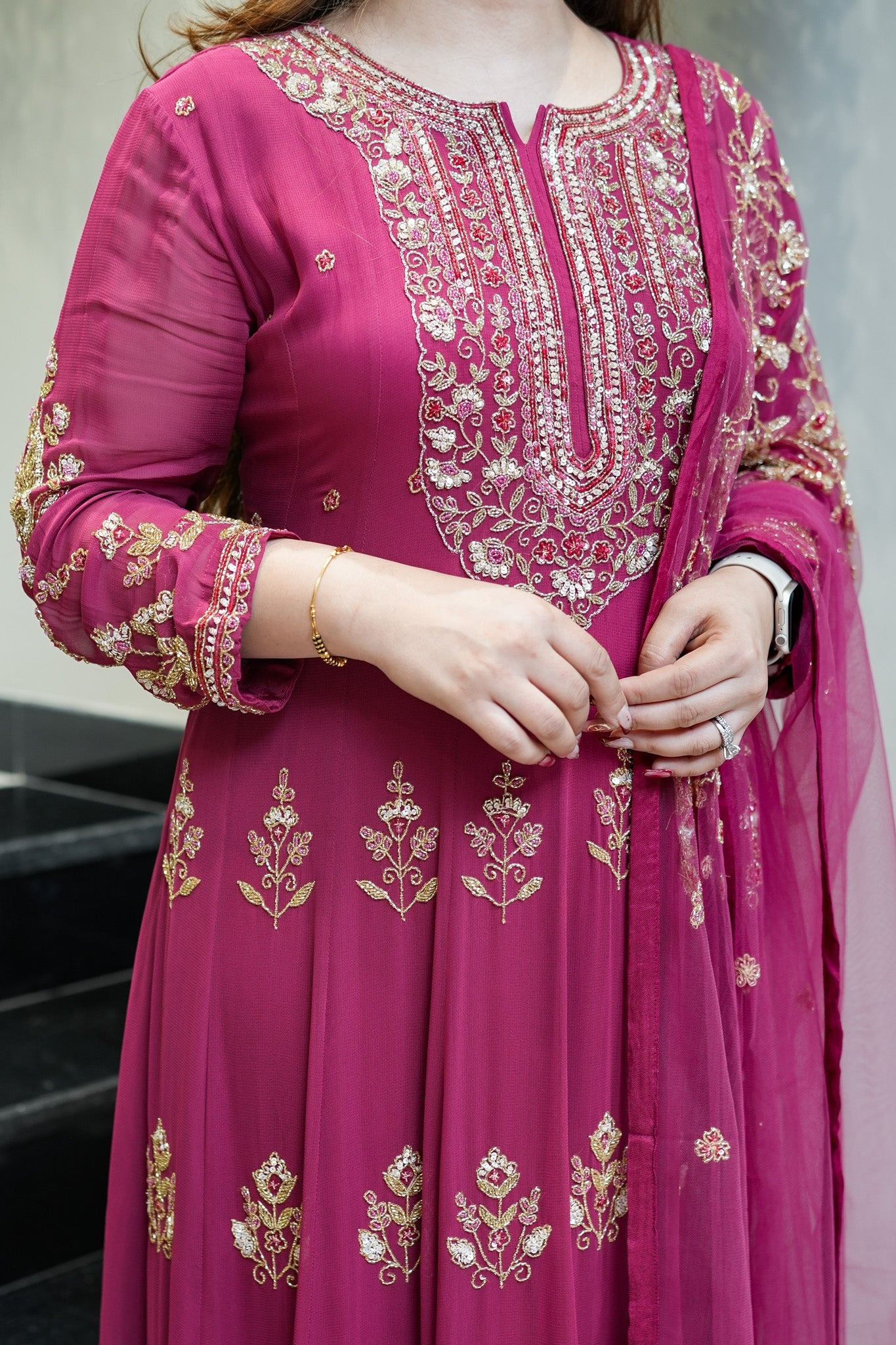 Reva Hand Embroidered Anarkali Set