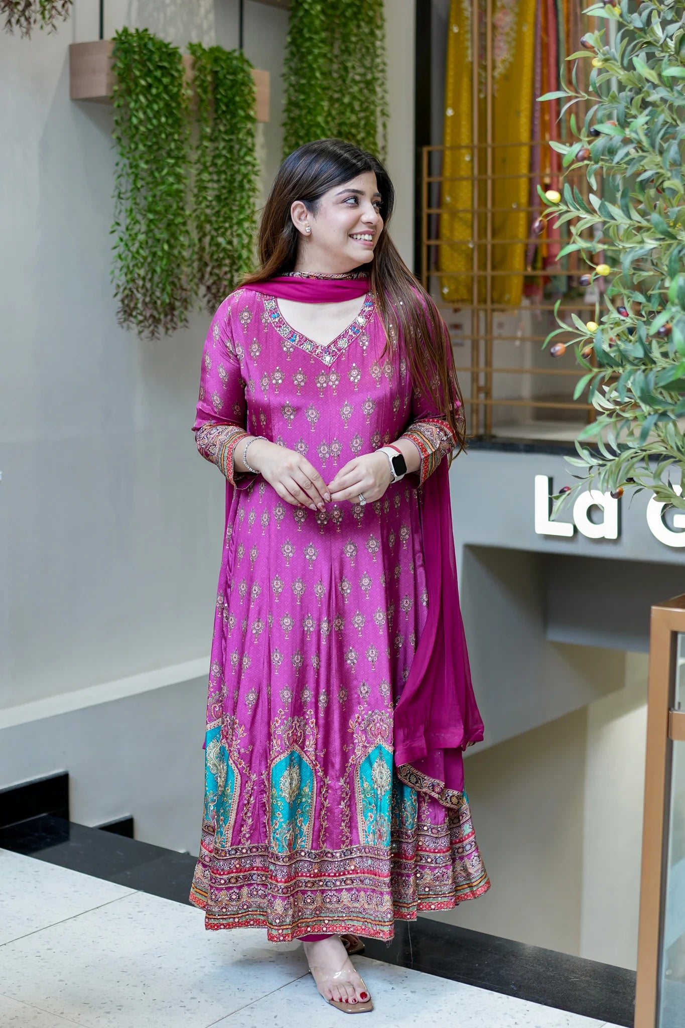 Women Printed And Hand Embroidered Work Suit Set