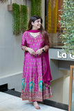 Women Printed And Hand Embroidered Work Suit Set