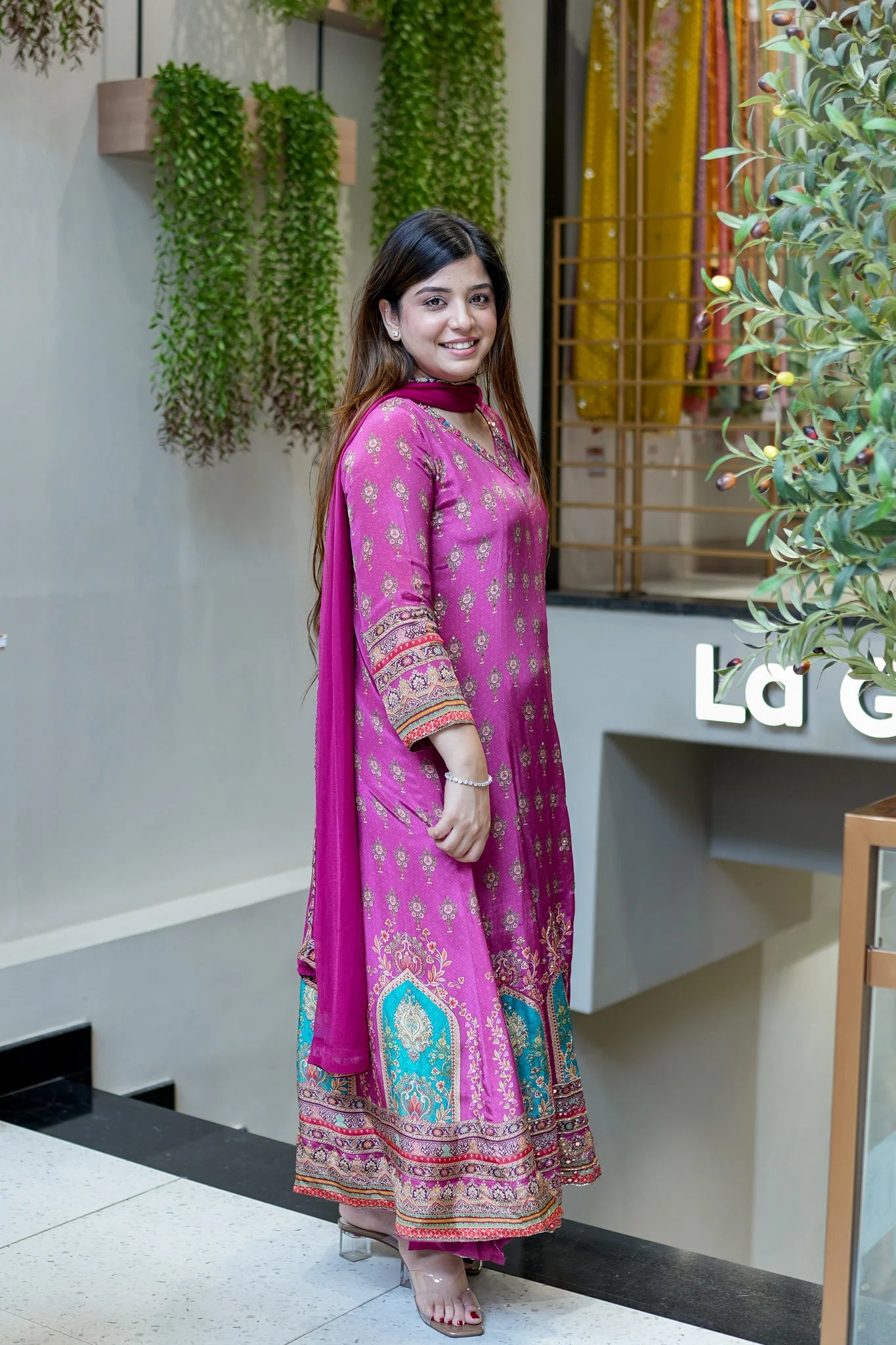 Women Printed And Hand Embroidered Work Suit Set