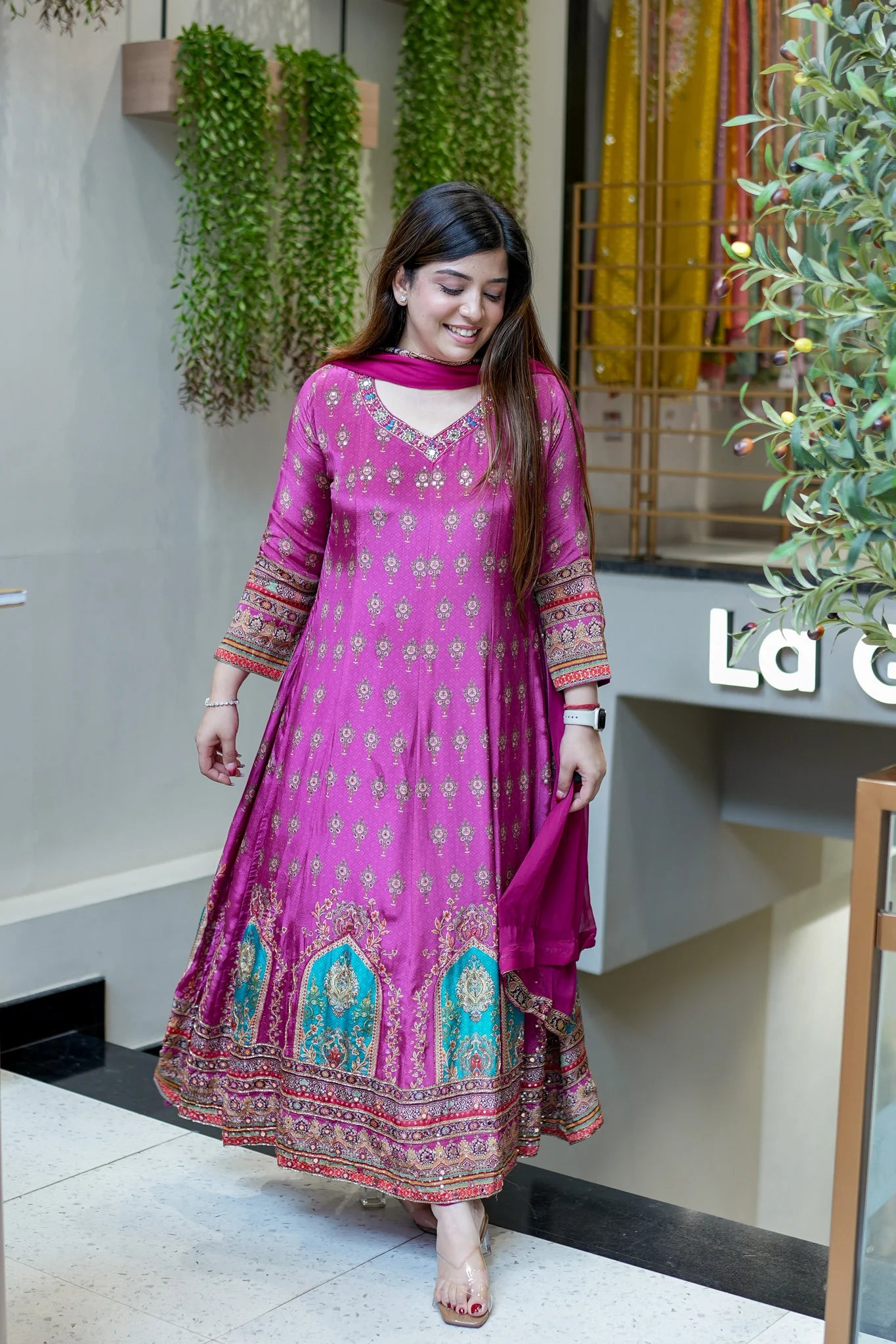 Women Printed And Hand Embroidered Work Suit Set