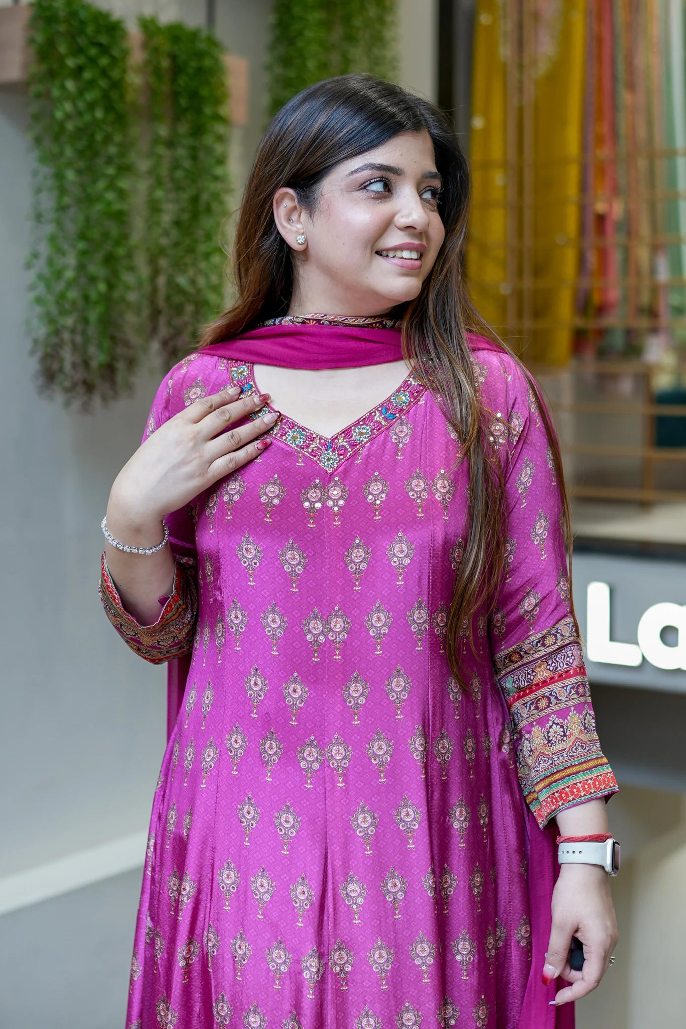Women Printed And Hand Embroidered Work Suit Set