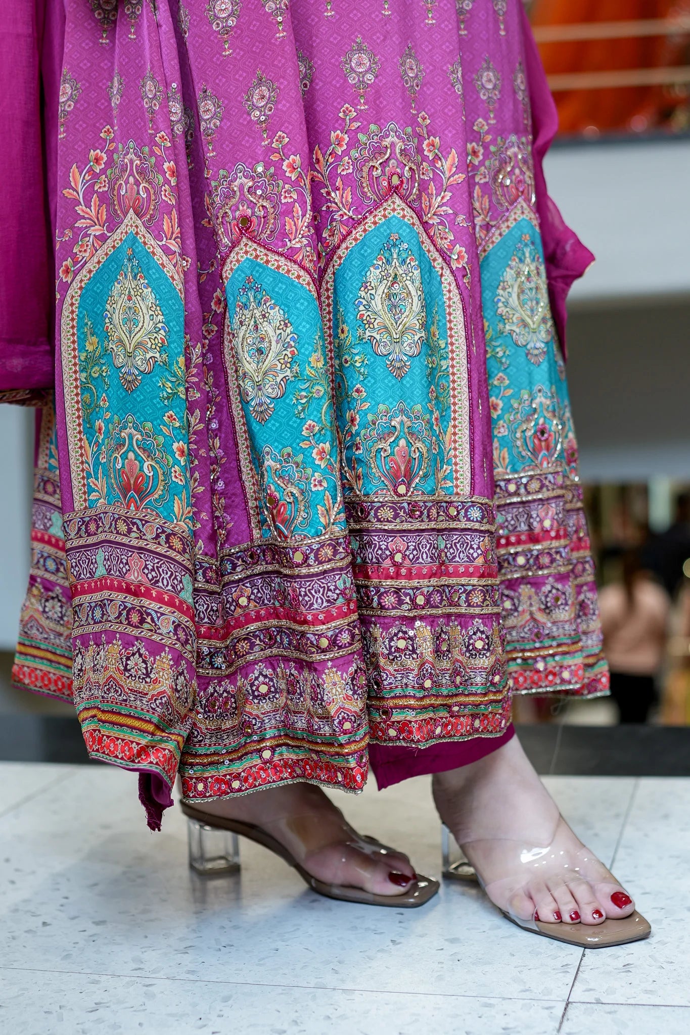 Women Printed And Hand Embroidered Work Suit Set