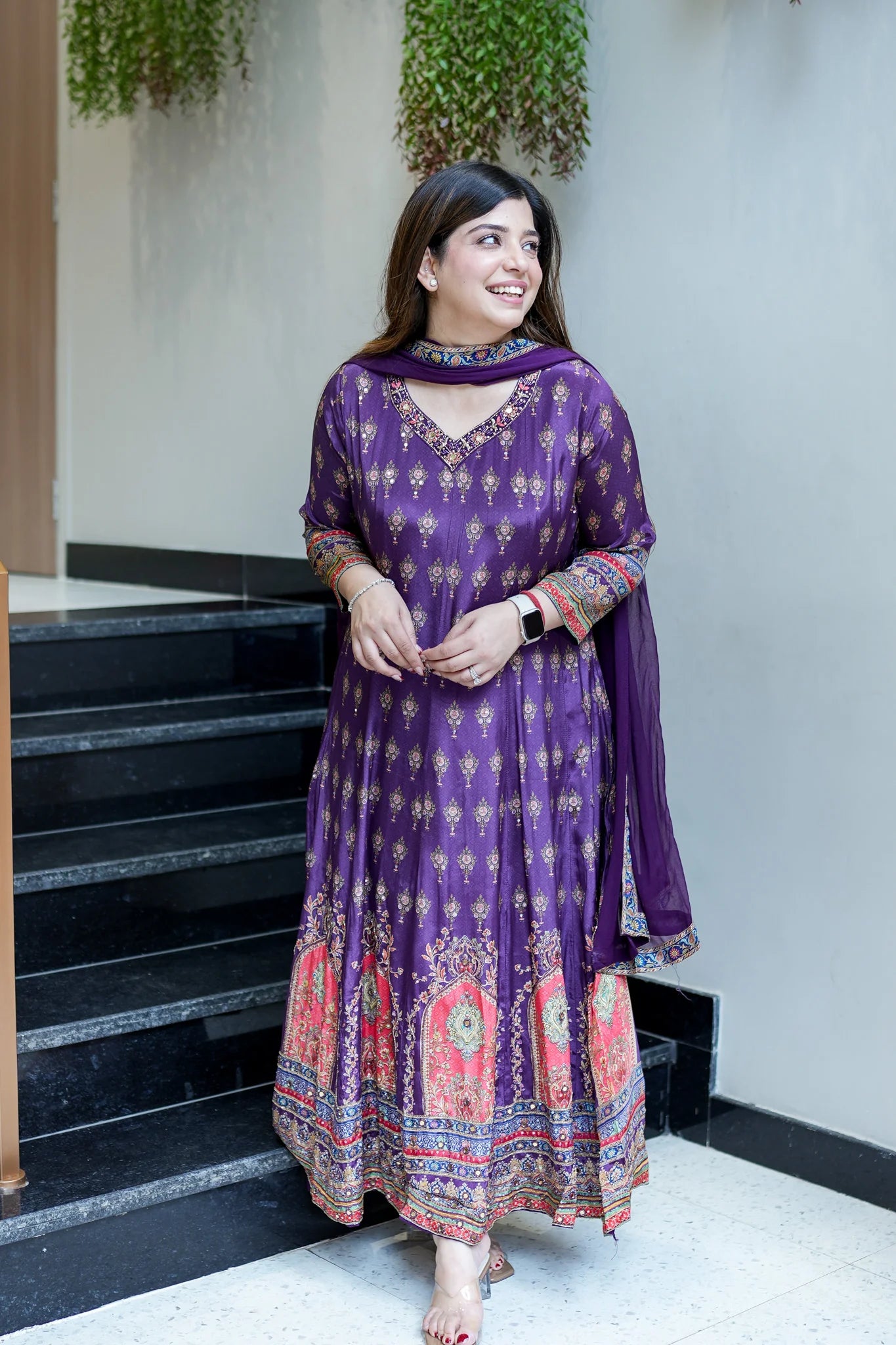 Women Printed And Hand Embroidered Work Suit Set