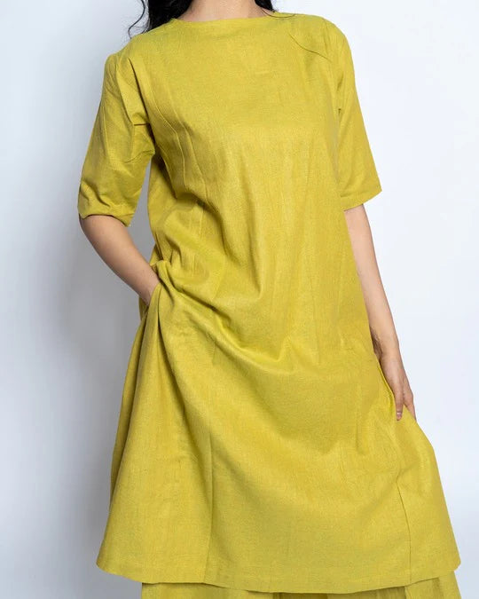 Women Solid Cotton Kurta Set