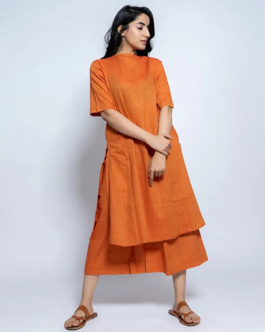 Women Solid Cotton Kurta Set