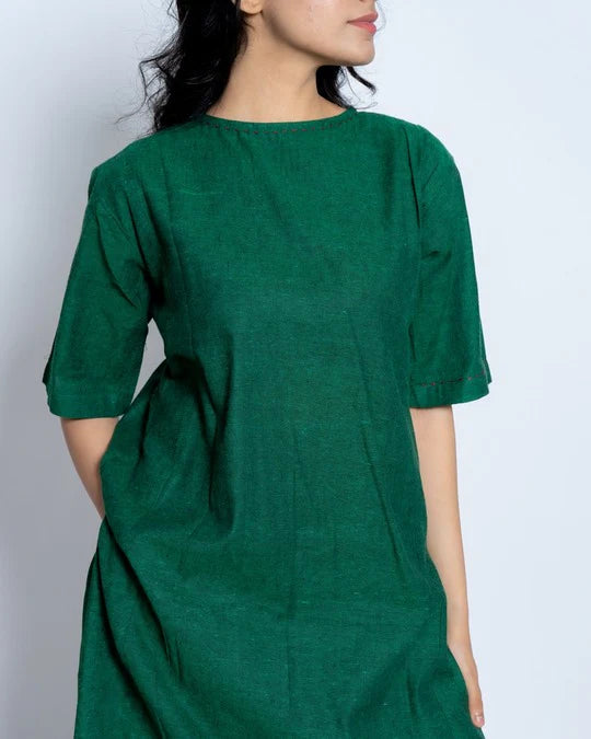 Women Solid Cotton Kurta Set