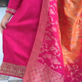 Fuchsia Pink Embroidered Silk Salwar Suit with Banarasi Silk Dupatta