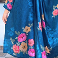 Elegant Deep Blue Floral Printed Anarkali Suit Set with Dupatta