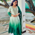 Elegant Pista to Green Embroidered Kurta Set with Dupatta