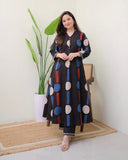 Black A-Line Cotton Kurta Set