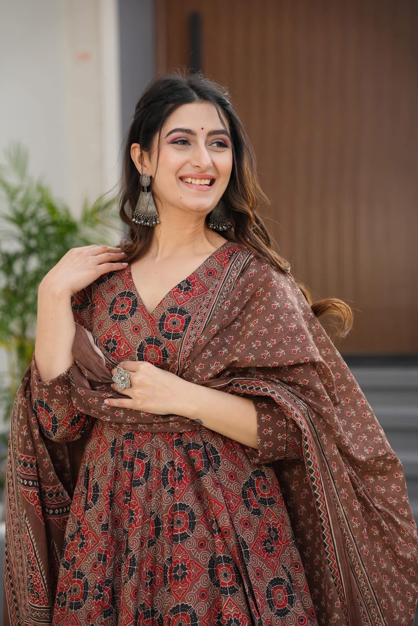 Brown Cotton Suit Set