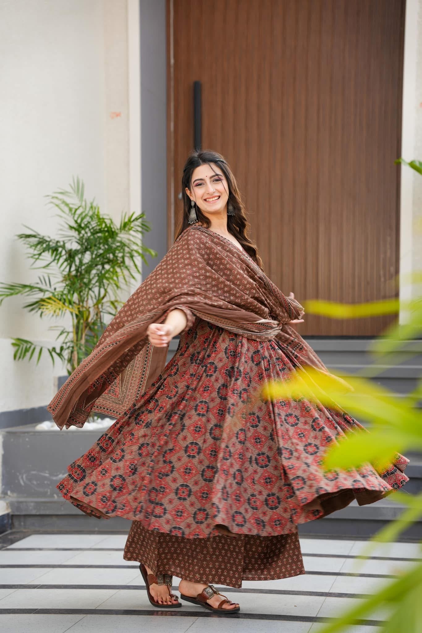 Brown Cotton Suit Set