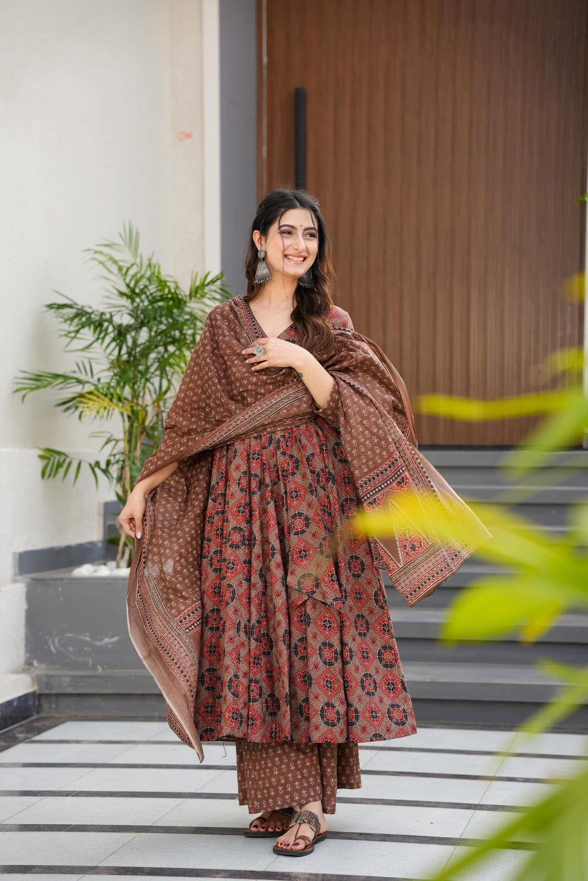 Brown Cotton Suit Set