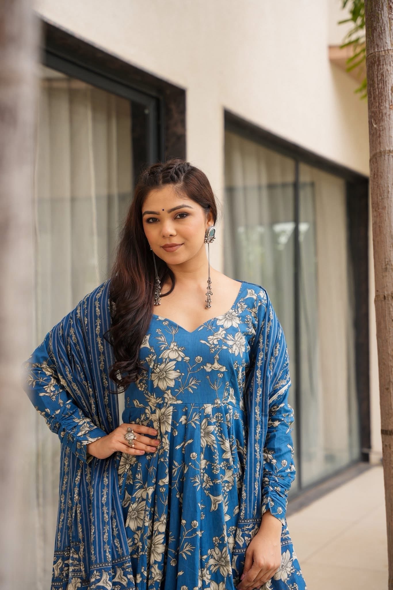 Blue Cotton Suit Set