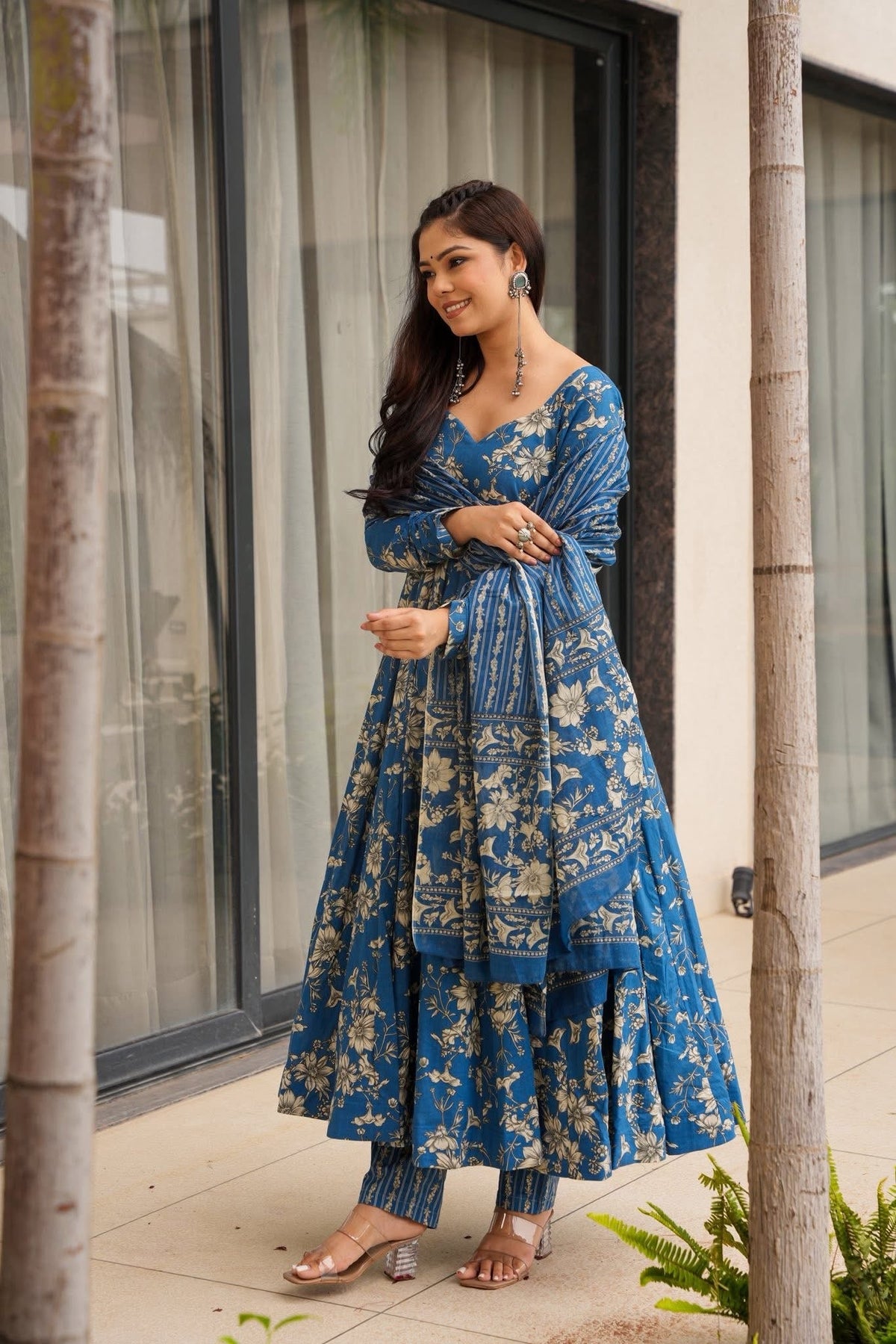 Blue Cotton Suit Set