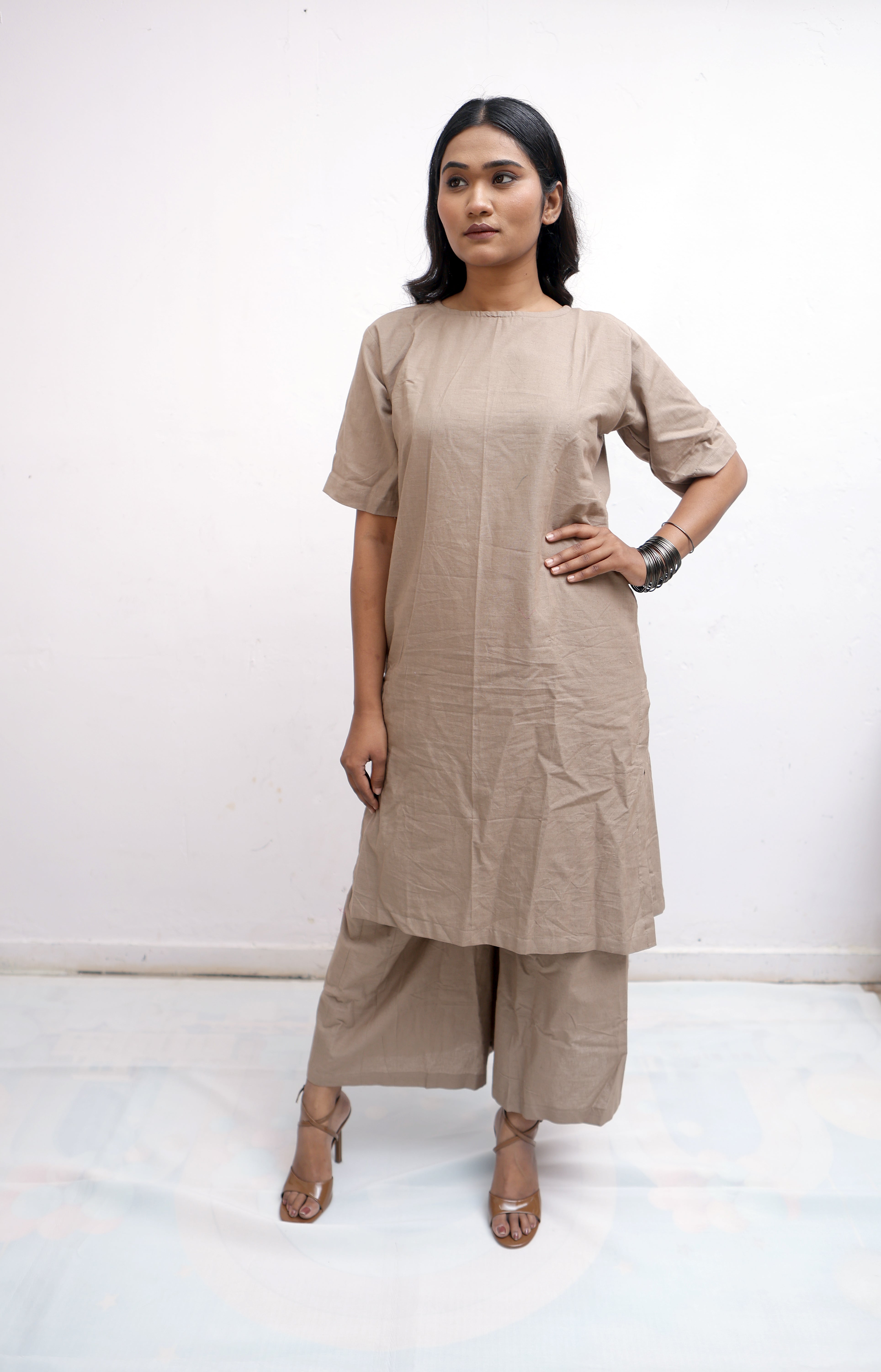 Women Solid Cotton Kurta Set