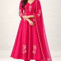Elegant Embroidered Anarkali Suit Set With Golden Work