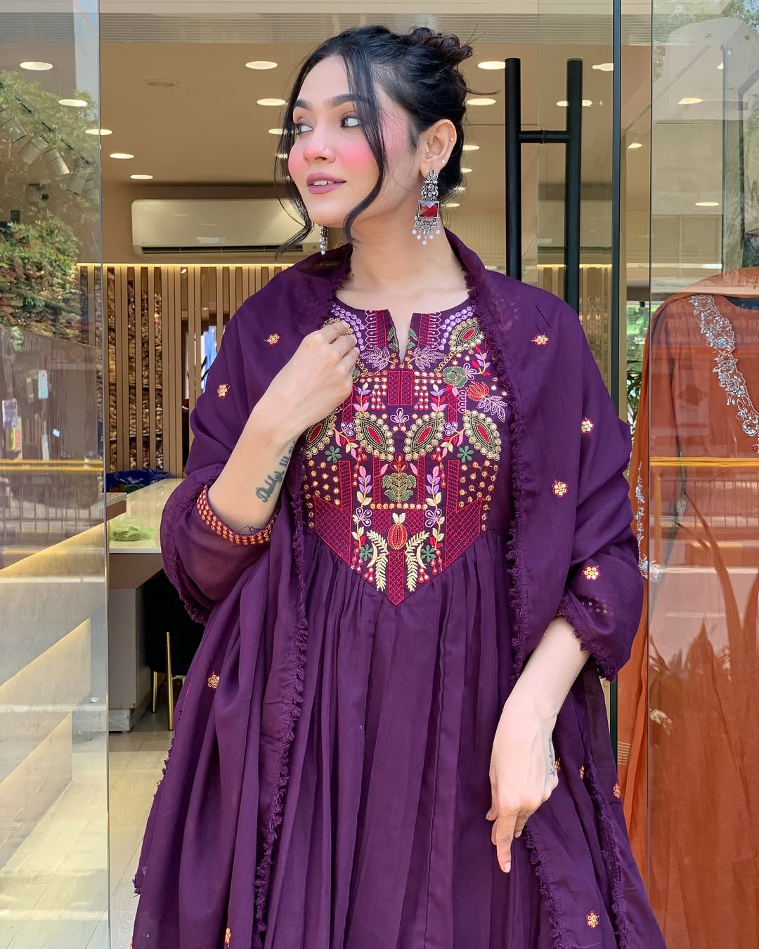 Purple Color Premium Cotton Suit Set