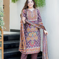 Chic Brown Ethnic Printed Kurta Set with Dupatta