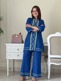 Blue Cotton Embroidered Co-Ord Set