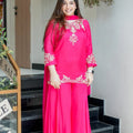 Women’s Rani Pink Embroidered Kurta Palazzo Set with Dupatta