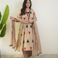 Beige Geometric Printed Kurta Set with Dupatta