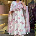 Blush Floral Printed Anarkali Suit Set with Dupatta