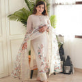 Elegant Floral Printed Cotton Suit Set with Sheer Dupatta